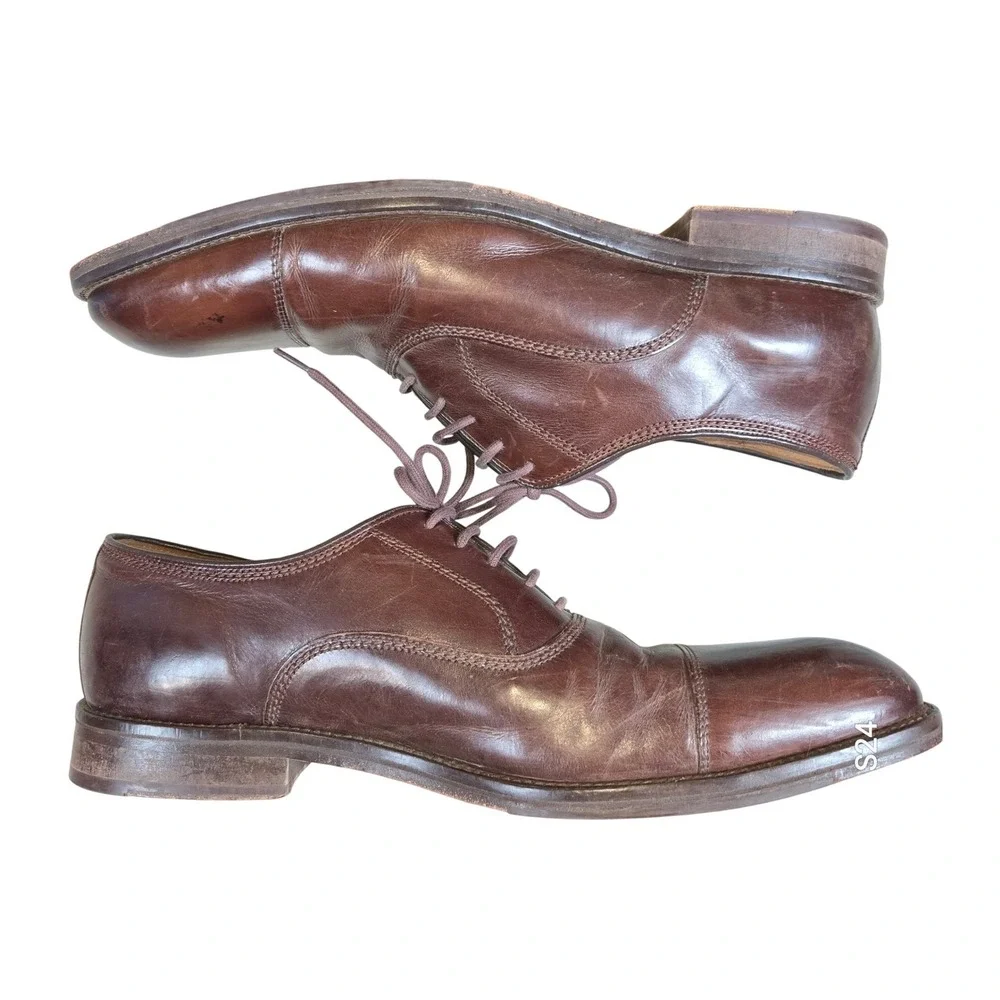 Johnston‎ & Murphy Mens Brown Leather Cap Toe Oxford Dress Shoes Size 10.5M